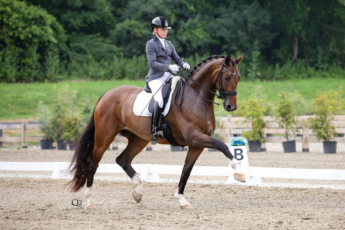 Emily Donaldson riding her horse in a dressage test