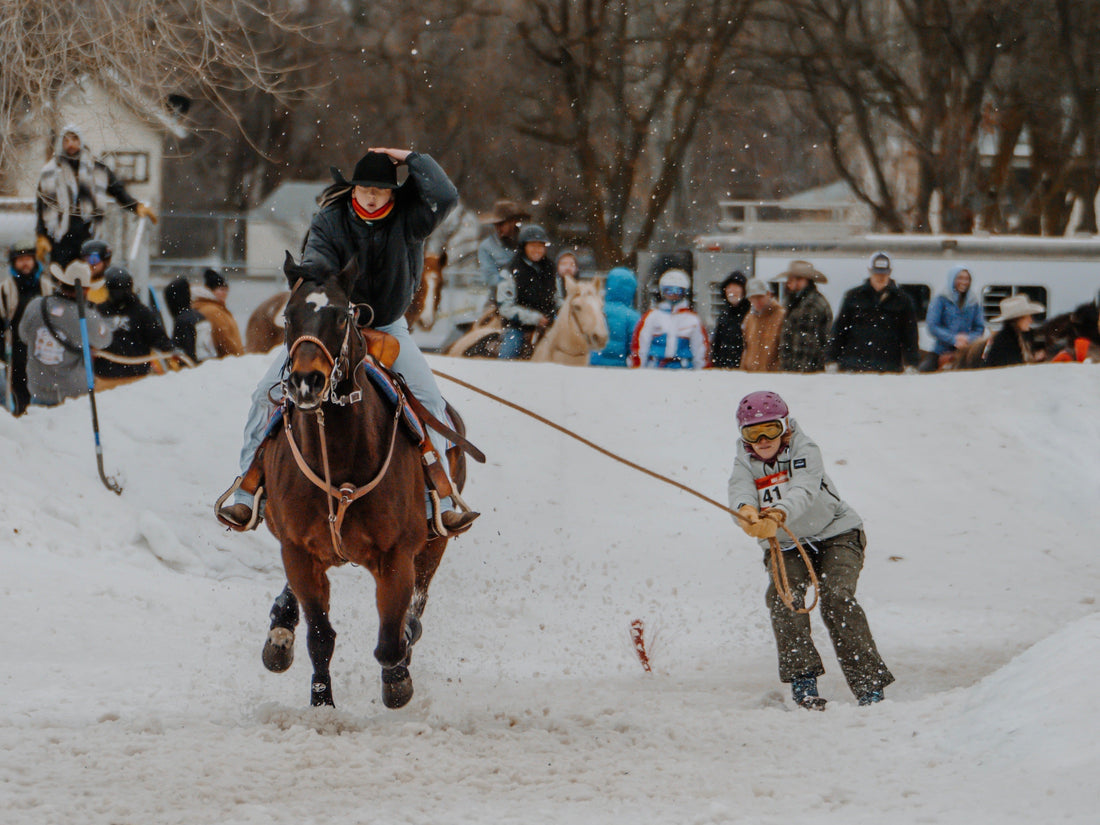 Pro Skijor, Josie Gagon riding her horse in a skijoring event