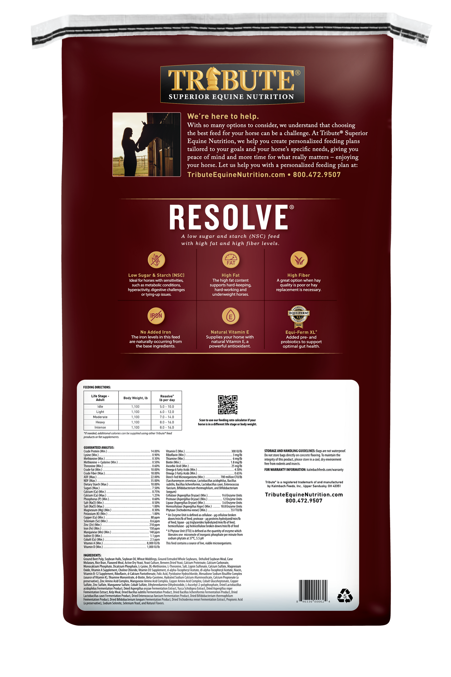 Resolve®, Pelleted, Low NSC, High Fat, High Fiber Feed
