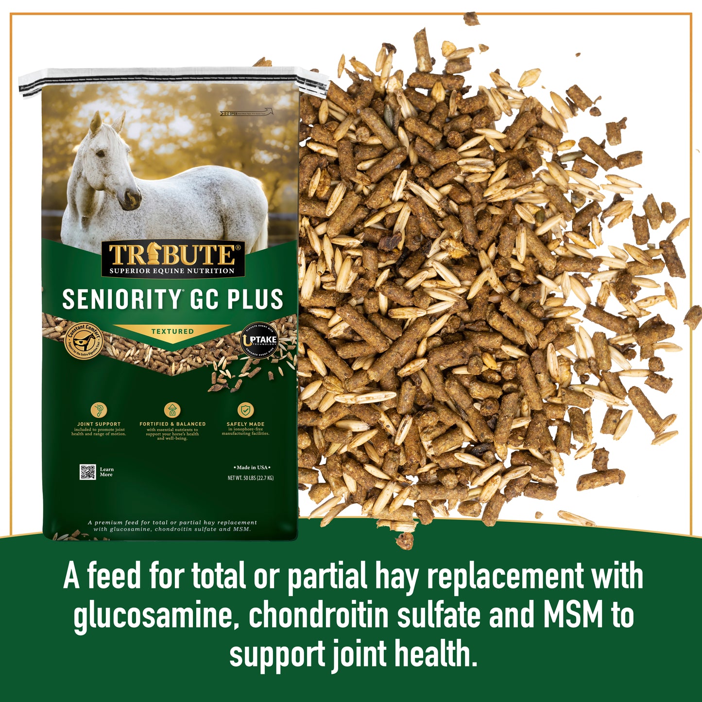Seniority® GC Plus Horse Feed, Textured, Hay Replacement Feed with Joint Support