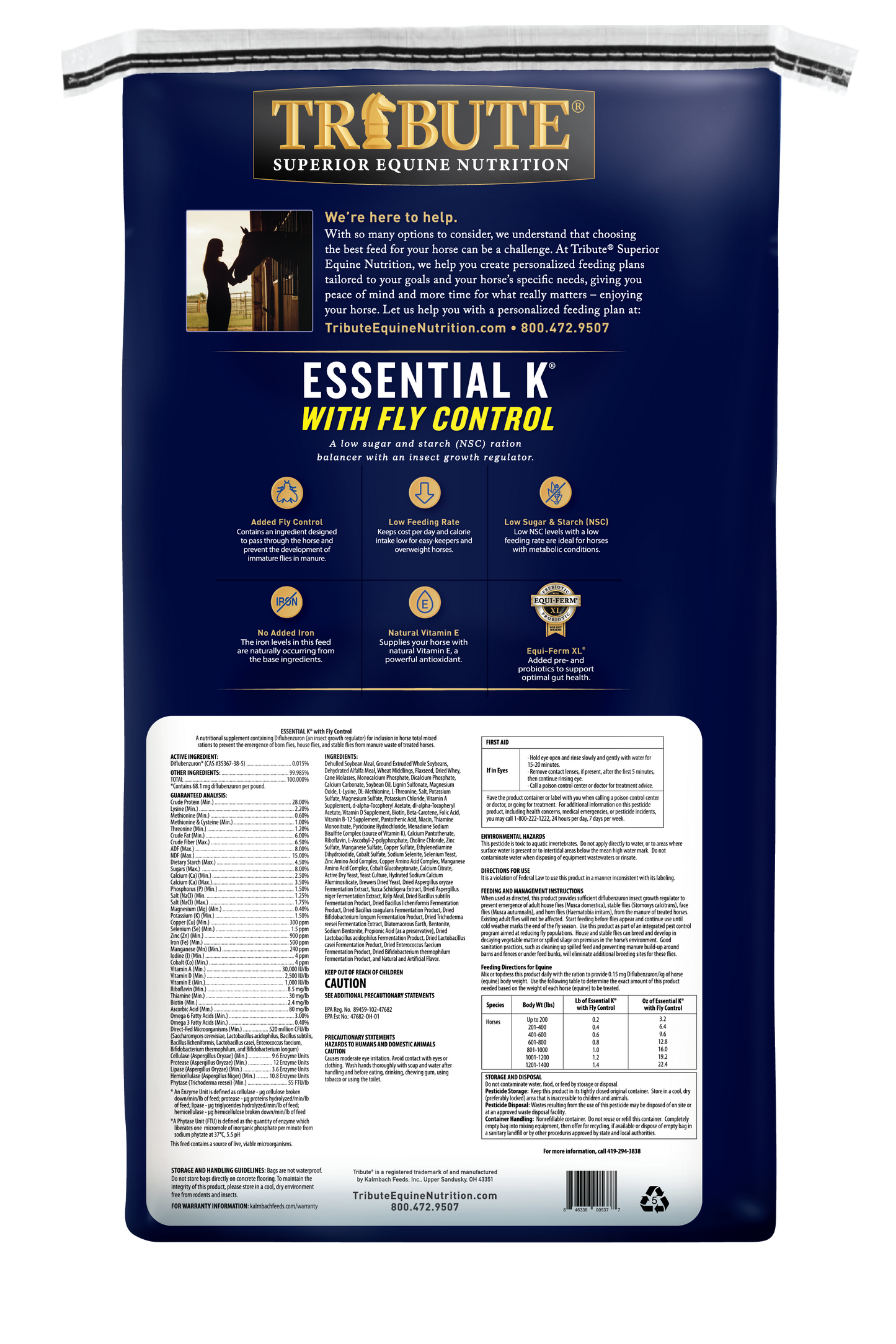 Essential K® with Fly Control, Pelleted, Low NSC Ration Balancer