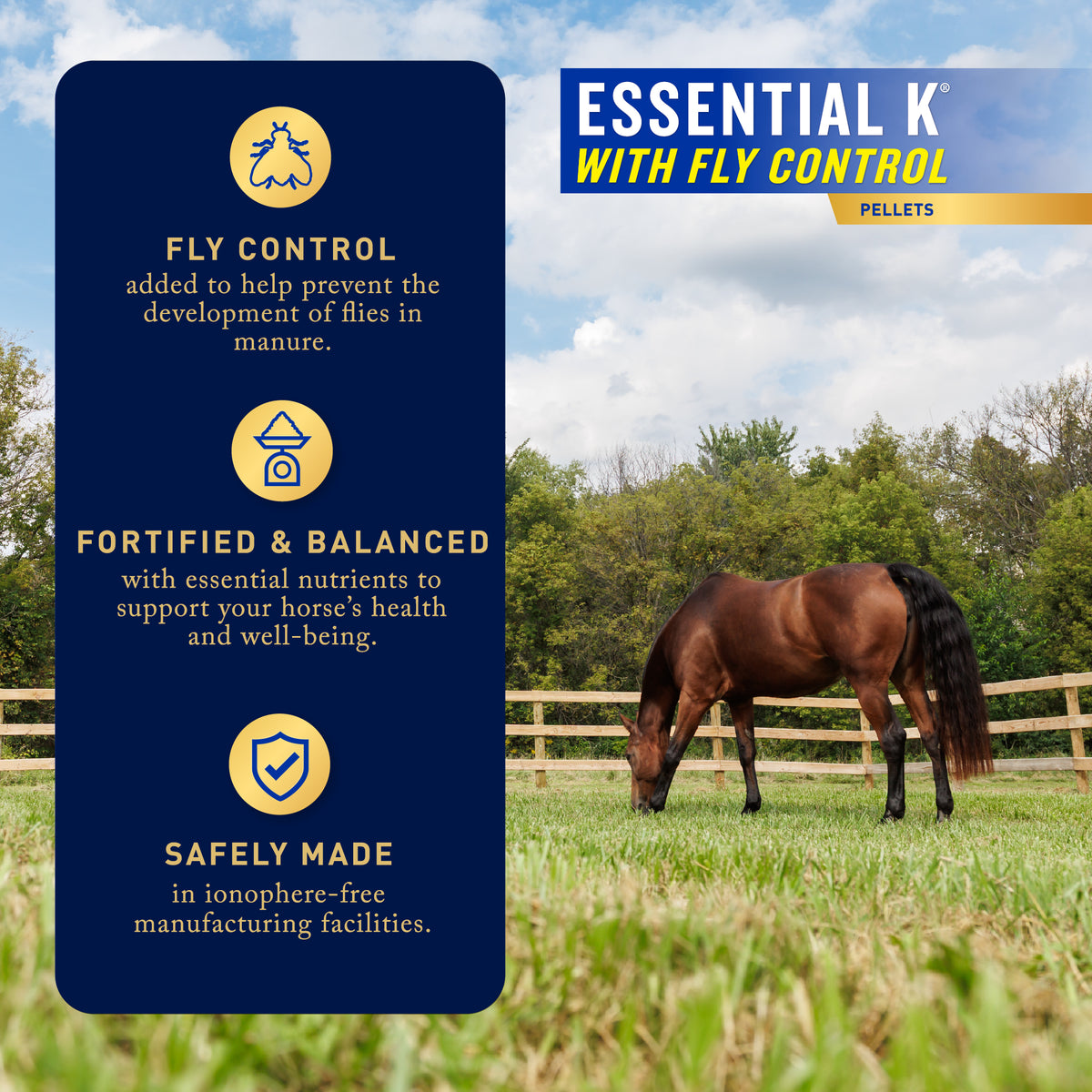 Essential K® with Fly Control, Pelleted, Low NSC Ration Balancer