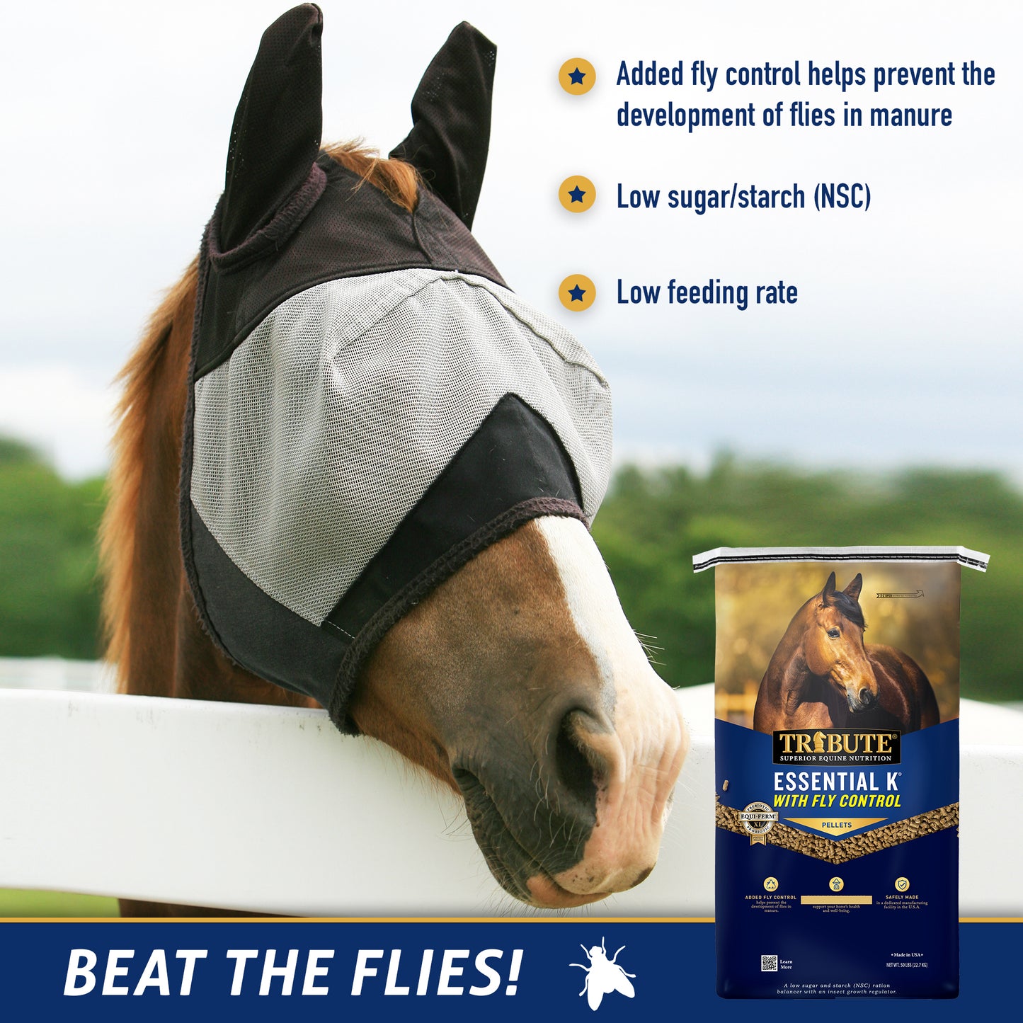 Essential K® with Fly Control, Pelleted, Low NSC Ration Balancer