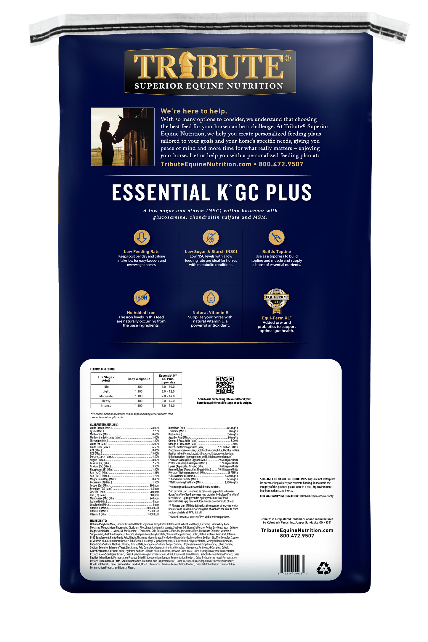 Essential K® GC Plus, Pelleted, Low NSC Ration Balancer with Joint Support