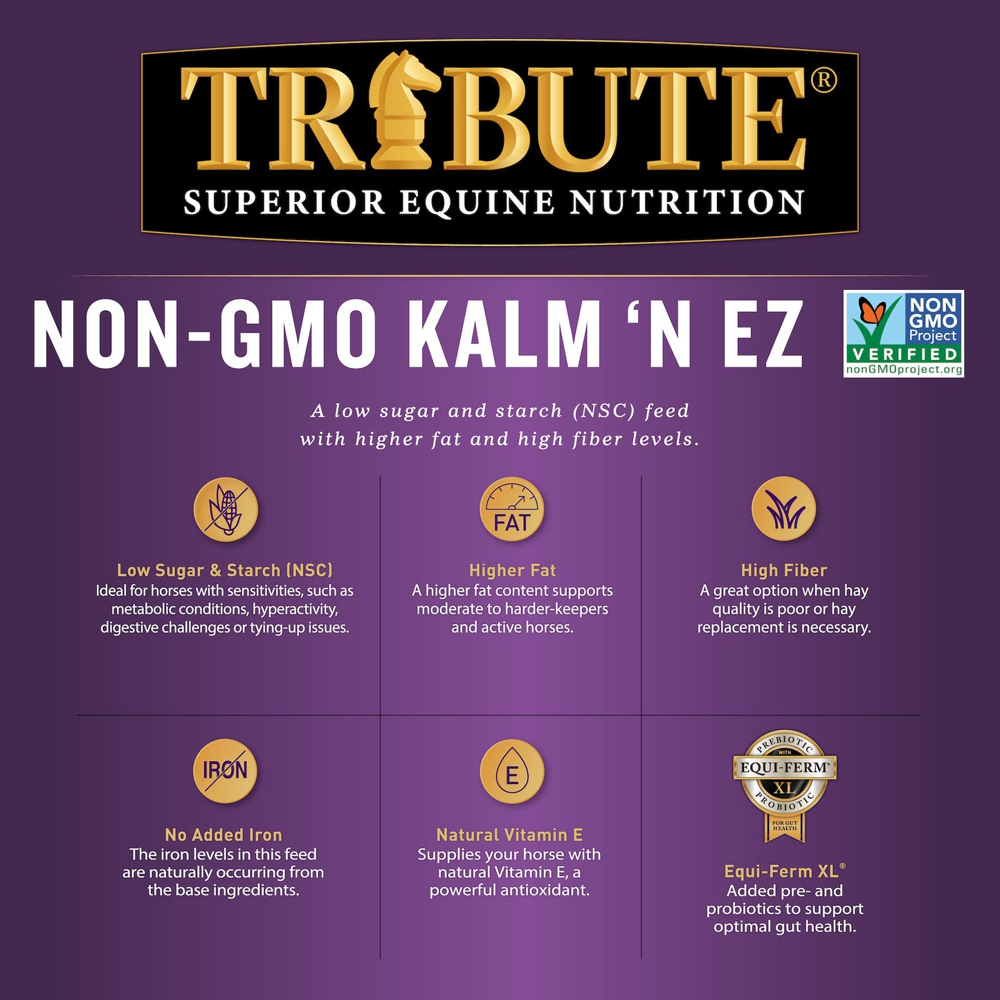 Kalm 'N EZ® Pellet (non-GMO), Low NSC Feed
