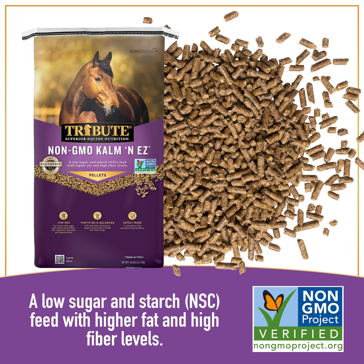 Kalm 'N EZ® Pellet (non-GMO), Low NSC Feed