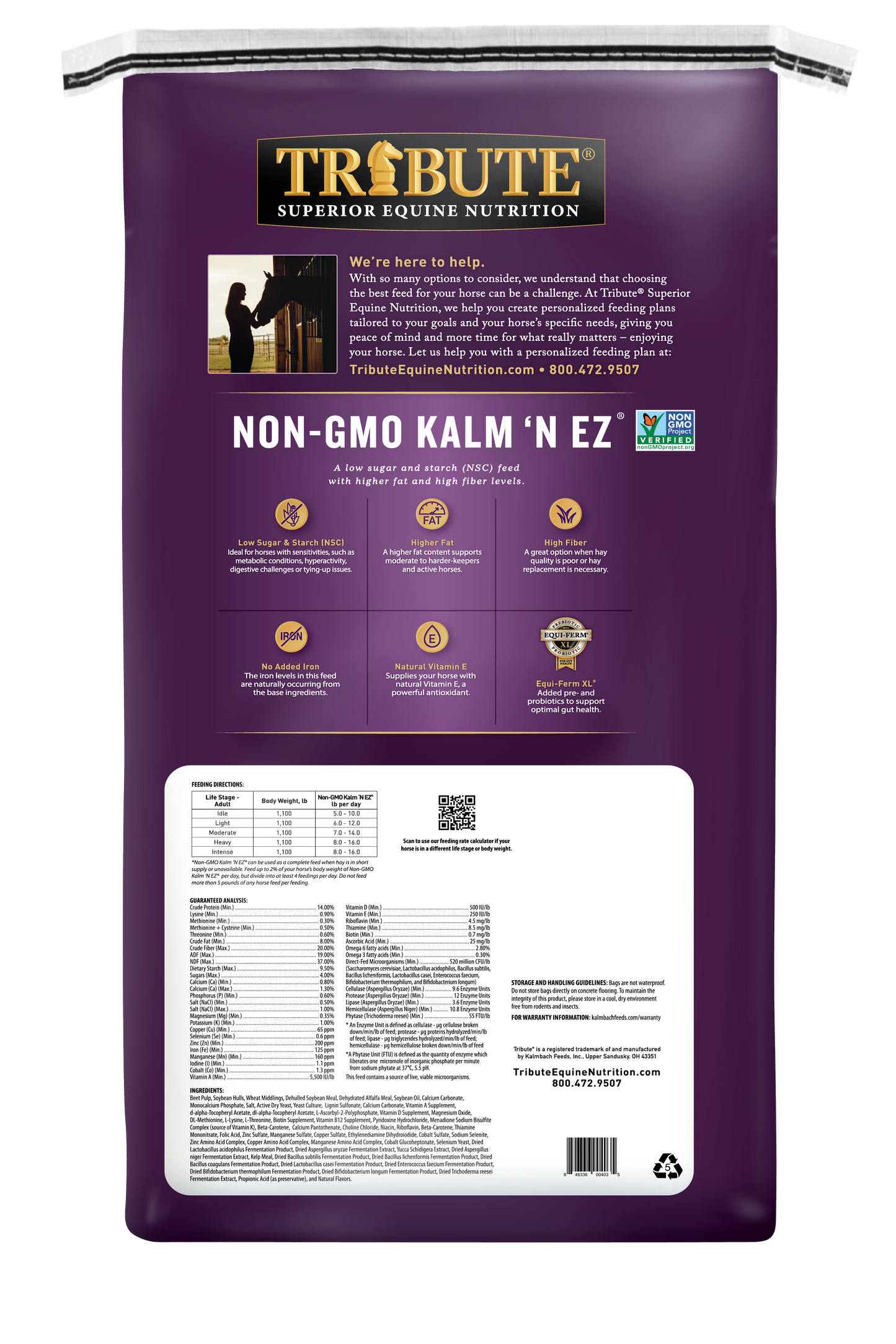 Kalm 'N EZ® Pellet (non-GMO), Low NSC Feed