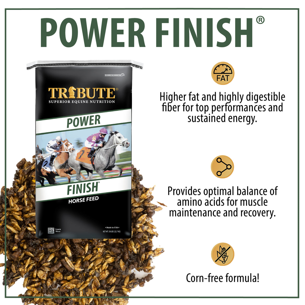 Power Finish®, Textured, Corn-Free Feed for Race Horses
