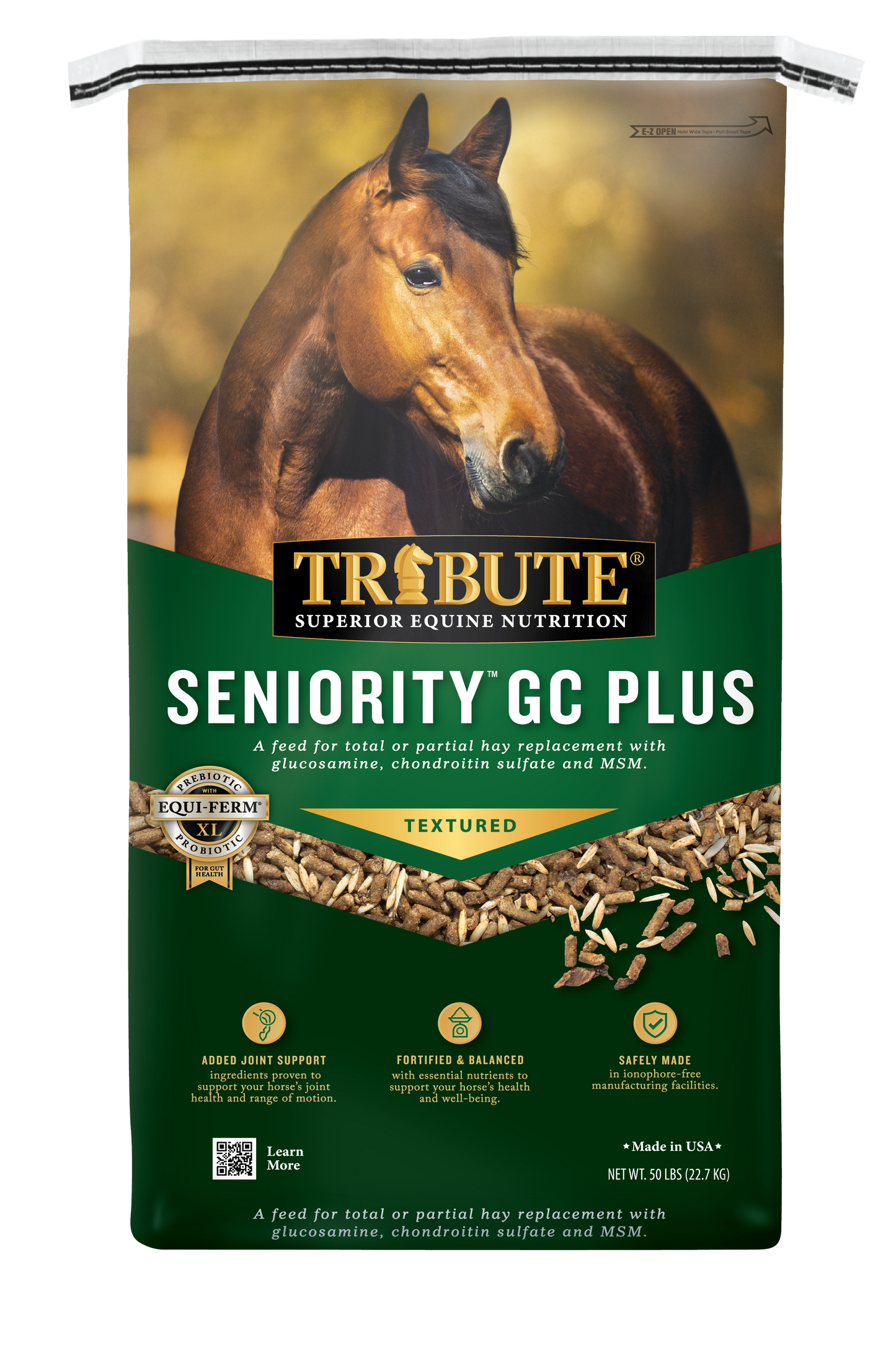 Seniority® GC Plus Horse Feed, Textured, Hay Replacement Feed with Joint Support