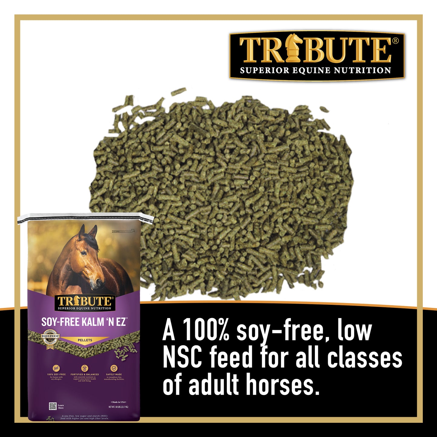 Soy-Free Kalm 'N EZ® Pellet, Low NSC Feed