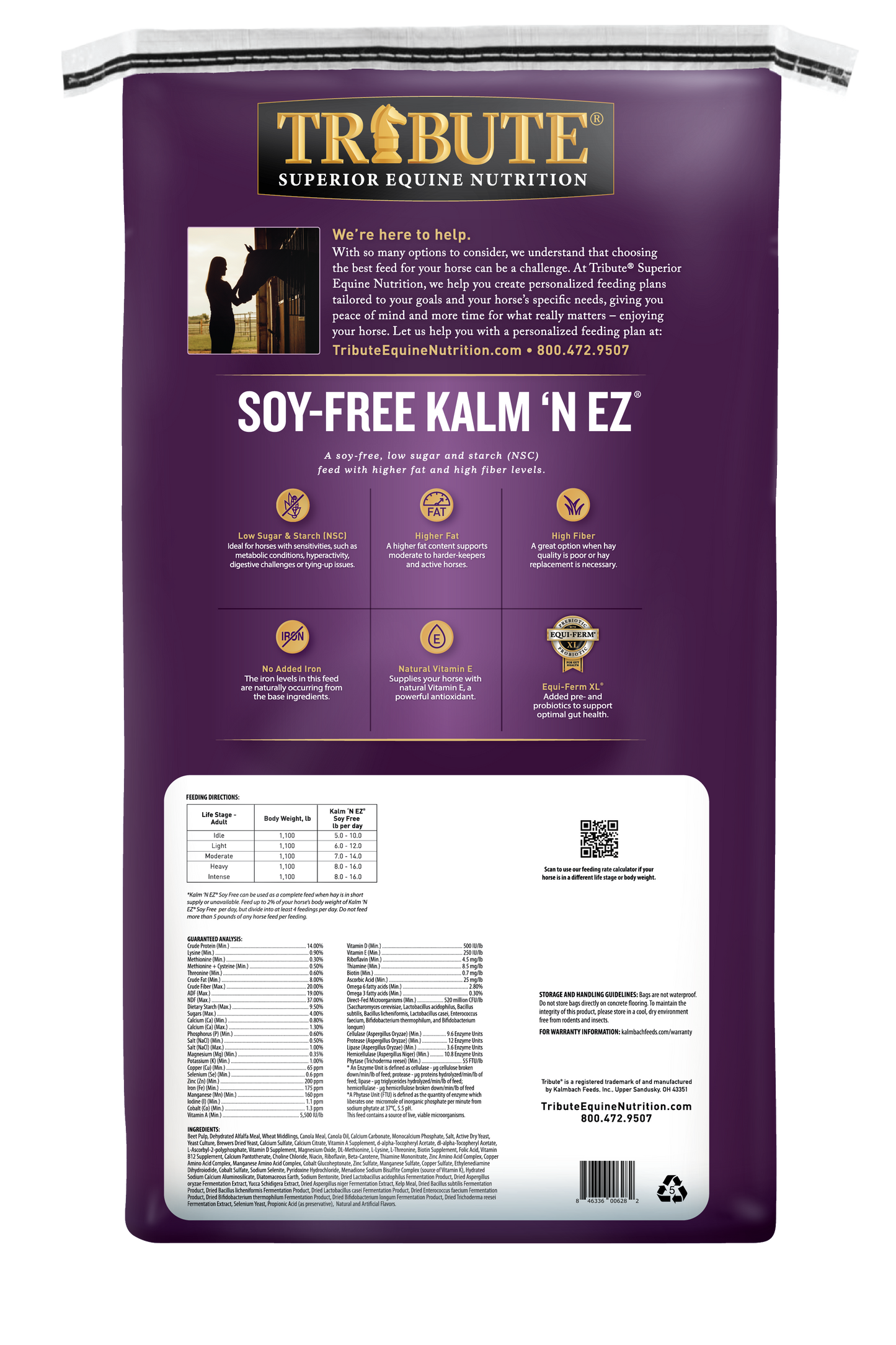 Soy-Free Kalm 'N EZ® Pellet, Low NSC Feed