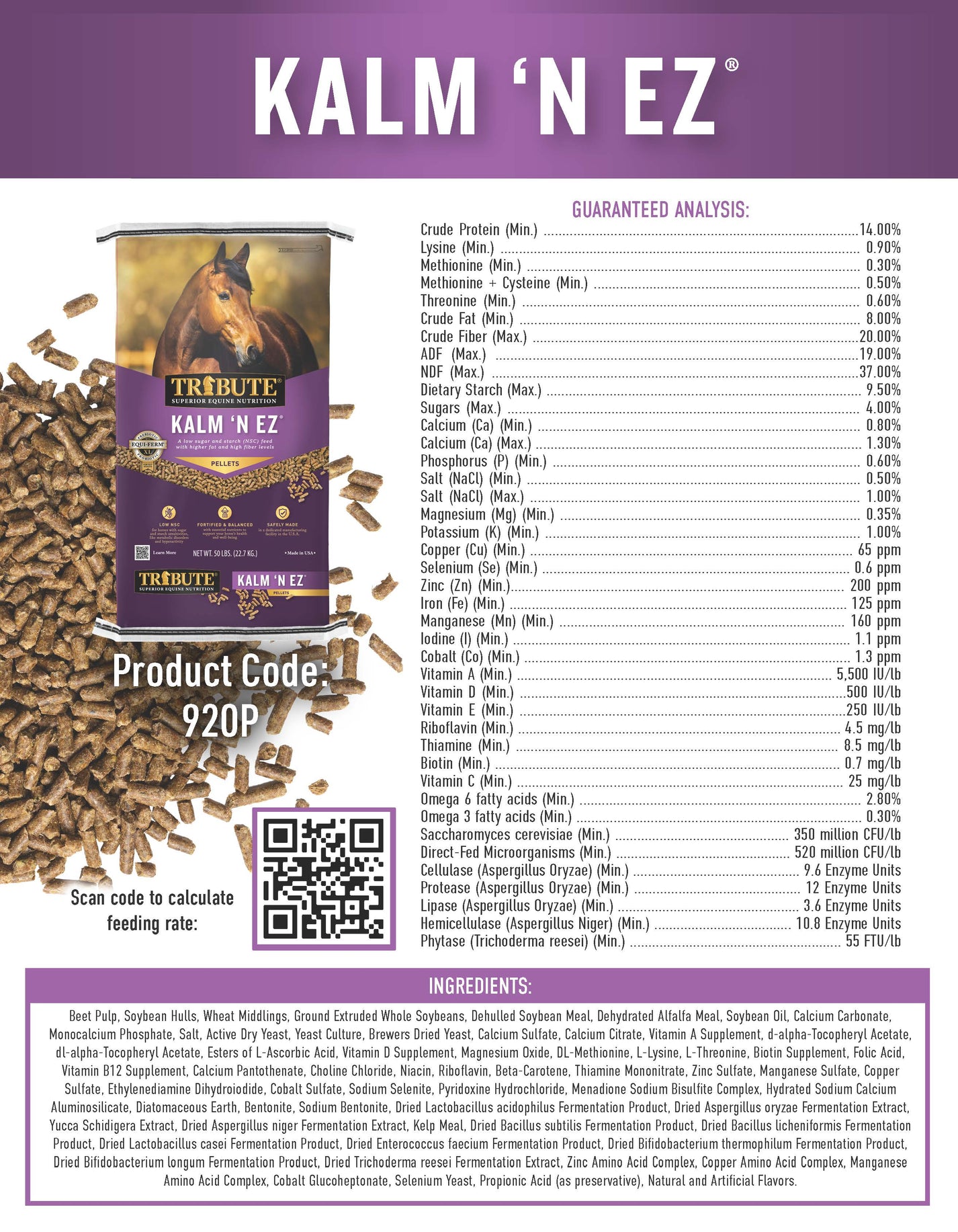 Kalm 'N EZ® Low NSC Horse Feed Tribute Equine Nutrition®