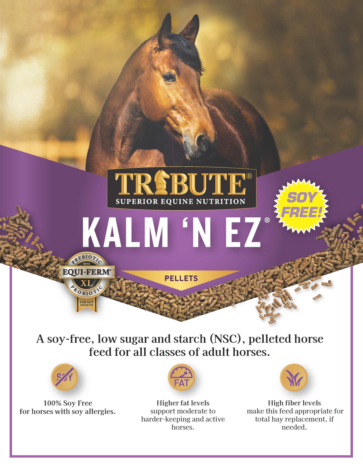 Soy-Free Kalm 'N EZ® Pellet, Low NSC Feed