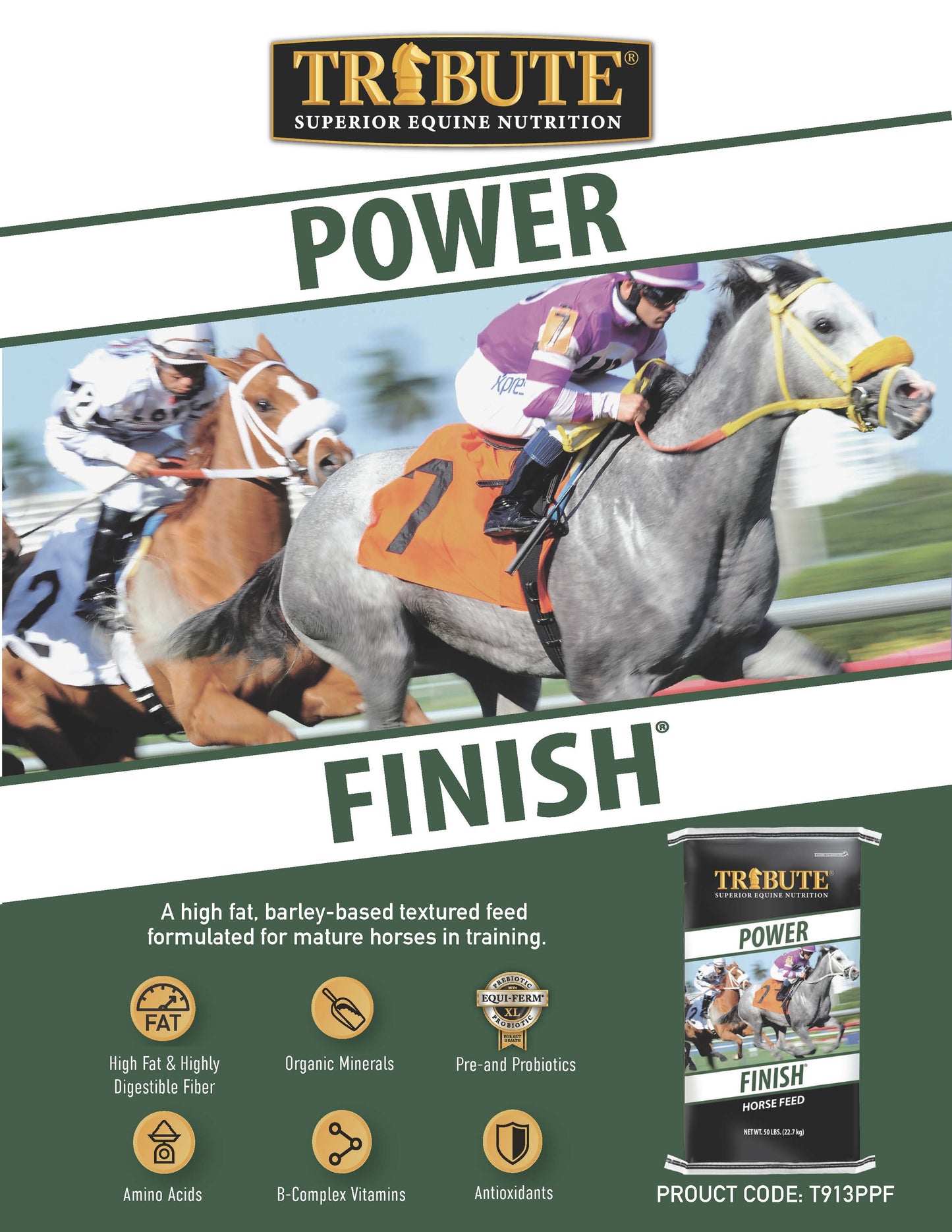 Power Finish®, Textured, Corn-Free Feed for Race Horses