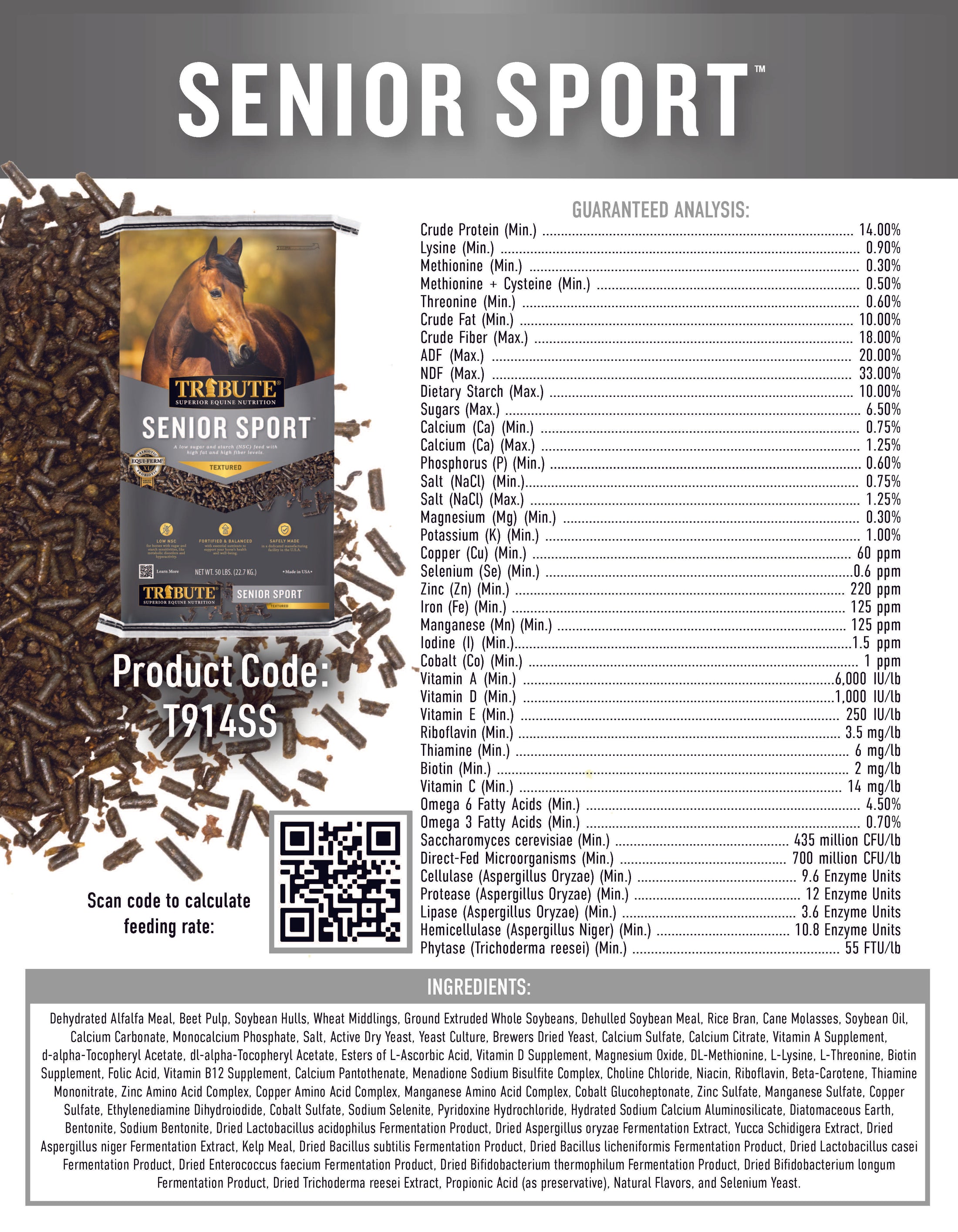 Senior Sport®, Textured, Low NSC, High Fat, High Fiber Feed Tribute