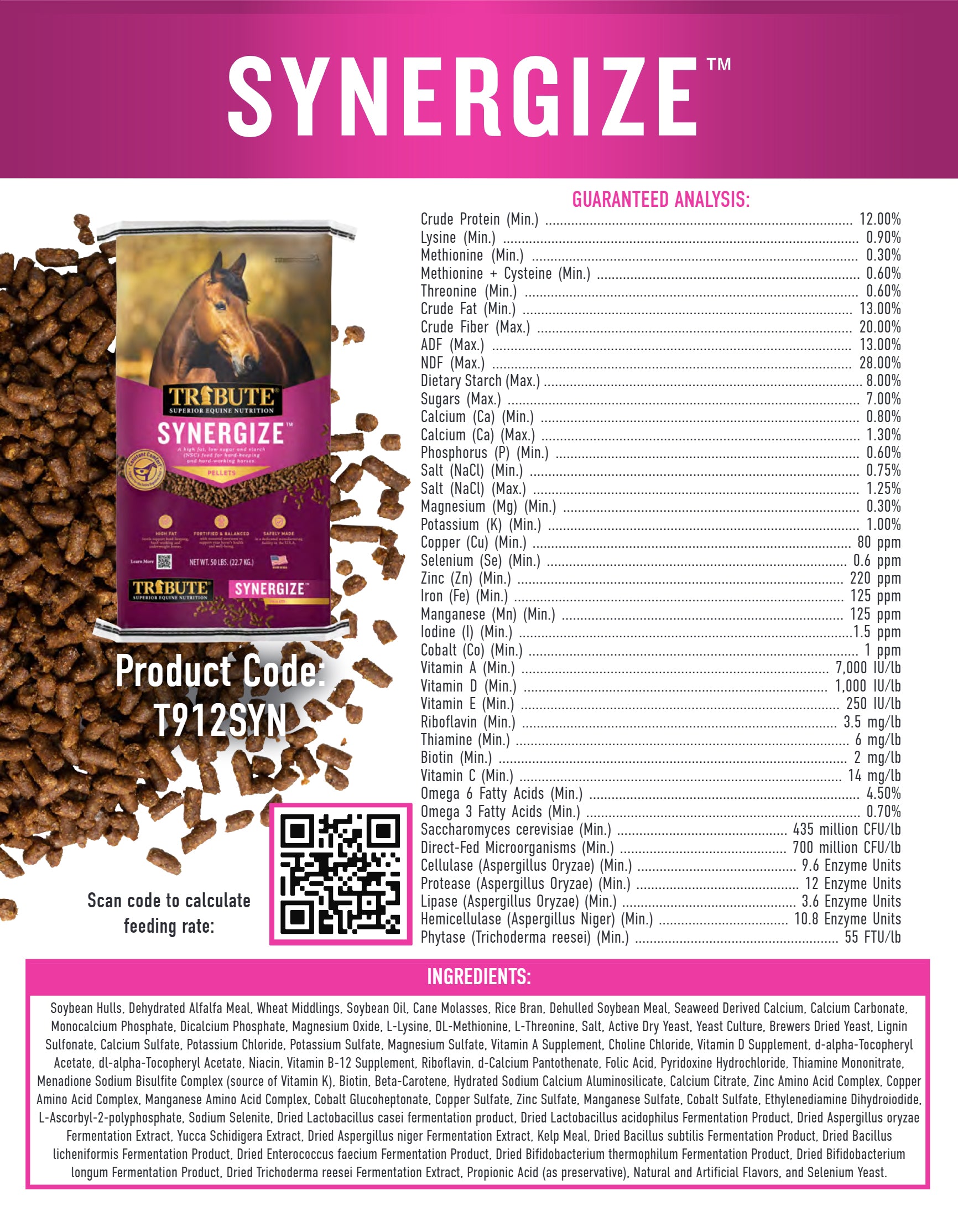 Synergize™ Low NSC, High Fat Horse Feed