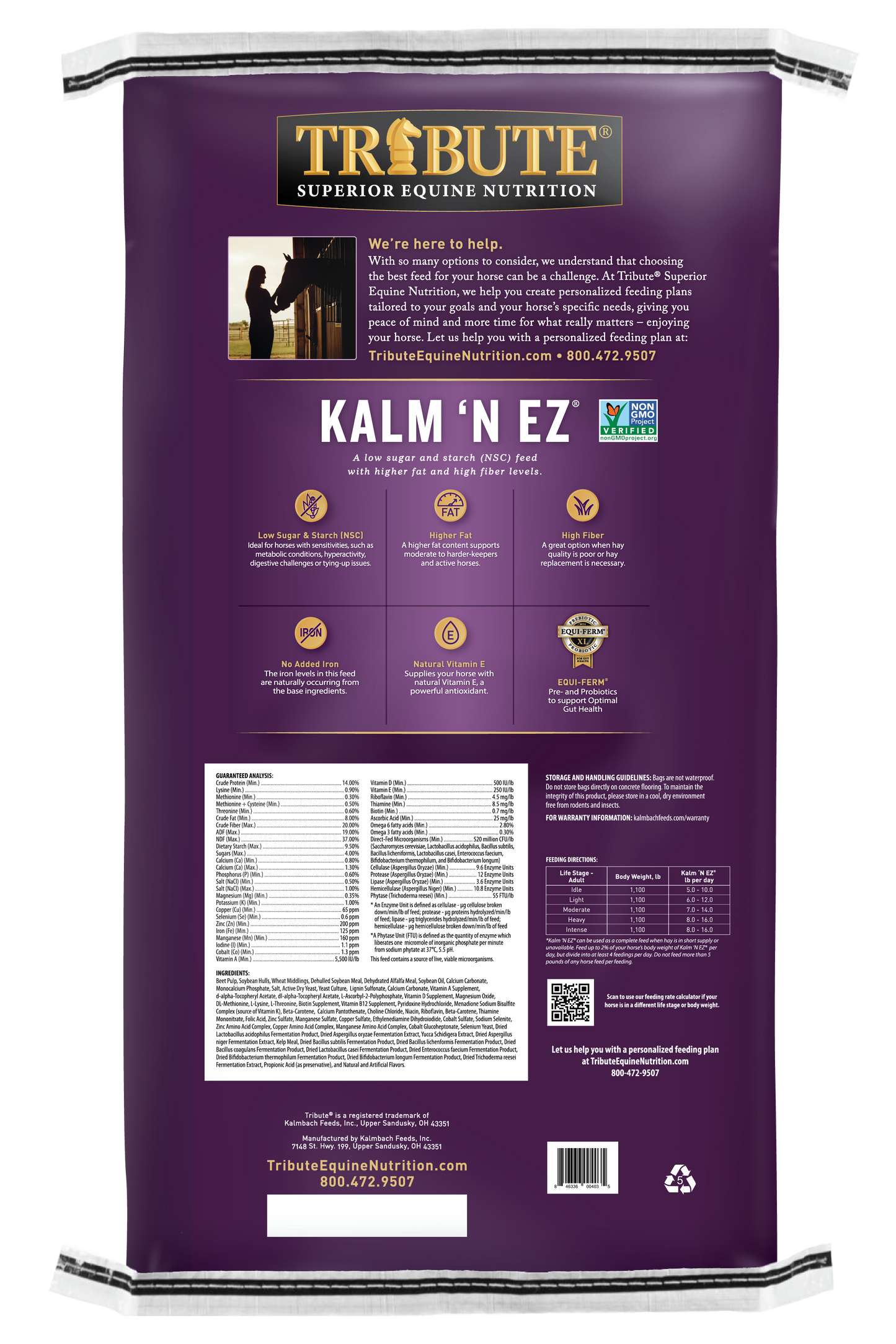 Kalm 'N EZ® Pellet (non-GMO), Low NSC Feed