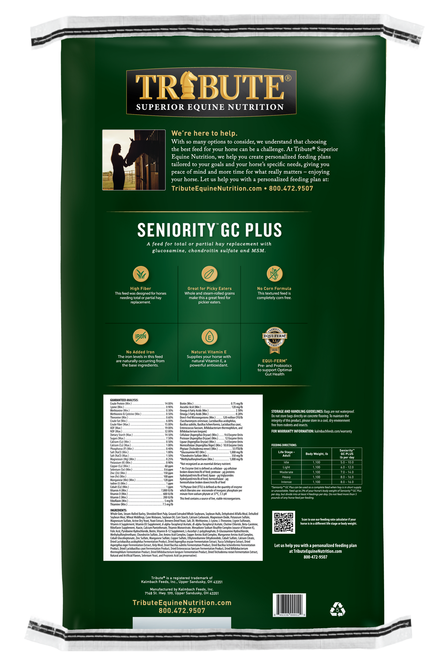 Seniority® GC Plus Horse Feed, Textured, Hay Replacement Feed with Joint Support