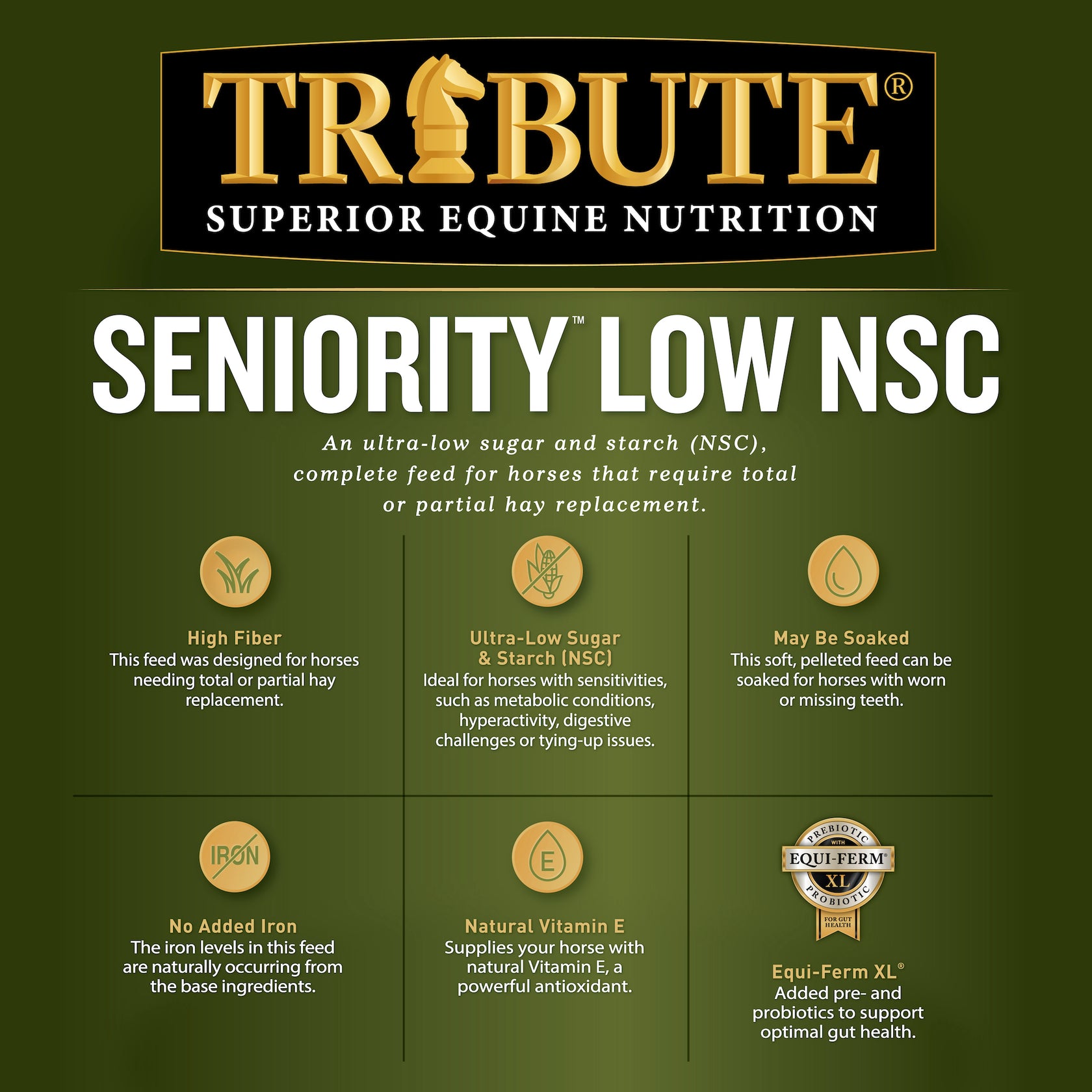 Seniority™ Low NSC Horse Feed Tribute® Equine Nutrition Tribute Equine Nutrition