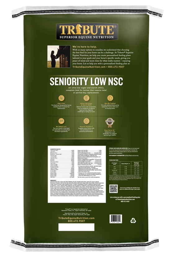Seniority™ Low NSC Horse Feed Tribute® Equine Nutrition Tribute Equine Nutrition